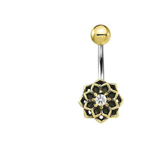 Load image into Gallery viewer, Bauchnabel Piercing Brass Edelstahl Stern Blume Stein - chic-net.de
