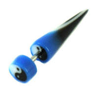 Load image into Gallery viewer, Yin Yang blau schwarz weiß Fake Piercing Expander Dehnungsstab Straight Dehnstab Unisex Acryl - chic-net.de
