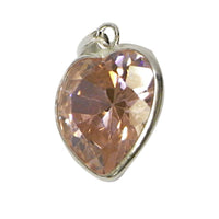 Cargar imagen en el visor de la galería, Zirkonia rosa pink Herz Anhänger facettiert 925er Sterling Silber Fassung Rückseite offen 12 mm - chic-net.de
