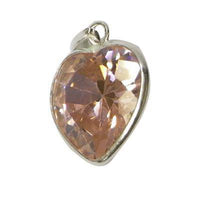 Cargar imagen en el visor de la galería, Zirkonia rosa pink Herz Anhänger facettiert 925er Sterling Silber Fassung Rückseite offen 12 mm - chic-net.de
