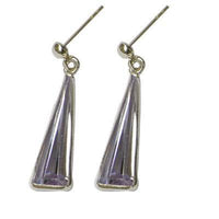 Load image into Gallery viewer, Zirkonia Silber Ohrstecker Dreieck facettiert lang 925 Sterling lila weiß Glitzer - chic-net.de

