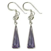 Load image into Gallery viewer, Zirkonia Stein Dreieck facettiert Glitzer Ohrringe 925 Sterling Silber lang - chic-net.de
