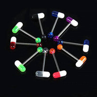 Load image into Gallery viewer, Zungen Piercing Edelstahl Pille Zunge 18mm weiß bunt - chic-net.de
