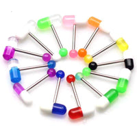 Load image into Gallery viewer, Zungen Piercing Edelstahl Pille Zunge 18mm weiß bunt - chic-net.de
