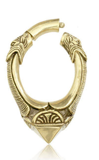 Load image into Gallery viewer, Clicker Piercing Ohrgewicht gold antik Segmentring 5mm oxidiert Messing 39g 50mm - chic - net.de

