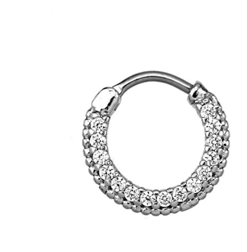 Clicker Piercing rhodiniert Glitzer Ring Kristalle breit - chic - net.de