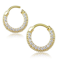 Cargar imagen en el visor de la galería, Clicker Piercing rhodiniert Glitzer Ring Kristalle breit - chic - net.de
