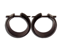 Load image into Gallery viewer, Holz Pin Creolen handgeschnitzt abgerundet dunkelbraun Horn-Pin Ohrringe 20 mm
