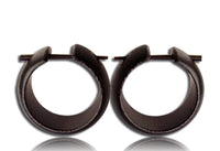 Load image into Gallery viewer, Holz Pin Creolen handgeschnitzt abgerundet dunkelbraun Horn-Pin Ohrringe 20 mm
