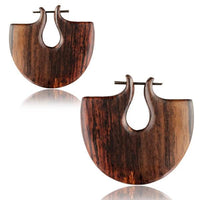 Load image into Gallery viewer, Pin Creolen Stick Ohrringe Holz Halbkreis 55mm breit
