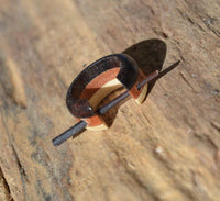 Cargar imagen en el visor de la galería, Creolen Ohrringe Holz Stick Pin 15mm hell rot schwarz - chic - net.de
