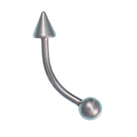 Cargar imagen en el visor de la galería, Curved Barbell Piercing mit Cone und Kugel silbern aus Edelstahl Banane Piercing - chic - net.de

