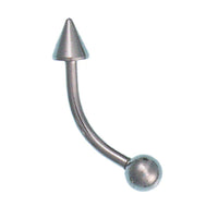 Cargar imagen en el visor de la galería, Curved Barbell Piercing mit Cone und Kugel silbern aus Edelstahl Banane Piercing - chic - net.de
