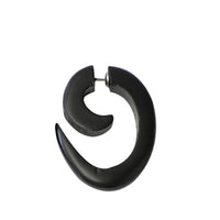 Cargar imagen en el visor de la galería, Fake Spirale Lobe Piercing Edelstahl Ohrstecker Dehnschnecke Holz Ohrring Dehner
