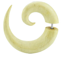 Cargar imagen en el visor de la galería, Fake Spirale Lobe Piercing Edelstahl Ohrstecker Dehnschnecke Holz Ohrring Dehner
