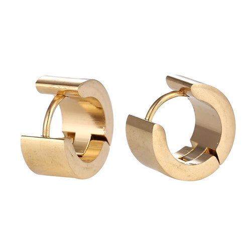 Edelstahl Creolen Ohrring schlicht gold Farben 11 mm - chic - net.de