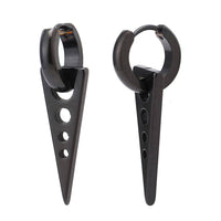 Load image into Gallery viewer, Edelstahl Creolen Ohrring schwarz Anhänger Dreieck mit Kreislöchern Klippverschluss - chic - net.de
