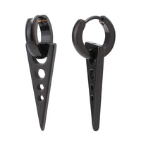 Load image into Gallery viewer, Edelstahl Creolen Ohrring schwarz Anhänger Dreieck mit Kreislöchern Klippverschluss - chic - net.de
