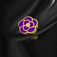Load image into Gallery viewer, Edelstahl Rosenblüte Ohrstecker Emaille Amethyst gold - chic - net.de
