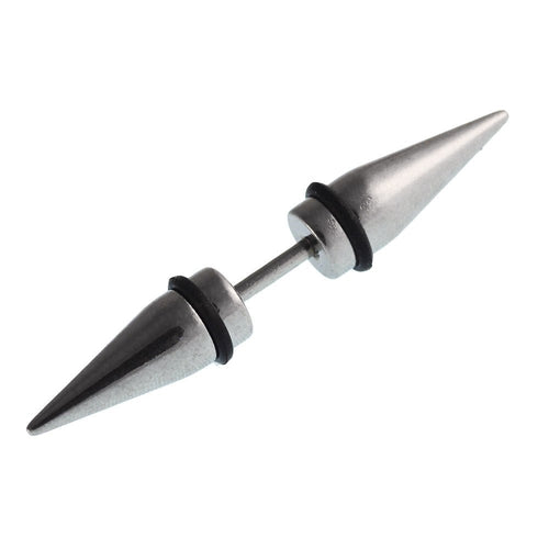Edelstahl silberfarben zwei Cone Spitzen Fake Expander Straight Dehnstab - chic - net.de