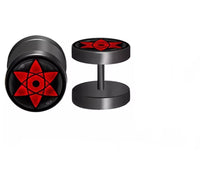 Cargar imagen en el visor de la galería, Fake Plug Piercing Edelstahl 10mm Ohrstecker Sharingan
