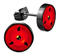 Load image into Gallery viewer, Edelstahl Ohrstecker schwarz rot 8mm Sharingan Auge
