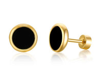 Load image into Gallery viewer, Ohrstecker Edelstahl Emaille Perlmutt Türkis Gold PVD
