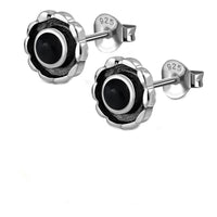 Load image into Gallery viewer, Ohrstecker 925 Sterling Silber Blume Stein oxidiert
