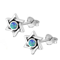 Load image into Gallery viewer, Ohrstecker 925 Sterling Silber Stern Opal oxidiert
