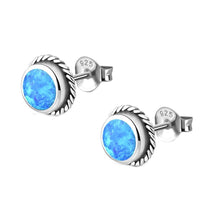 Load image into Gallery viewer, Ohrstecker 925 Sterling Silber Seilrand Stein rund
