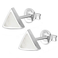 Load image into Gallery viewer, Ohrstecker 925 Sterling Silber Dreieck Muschel Stein
