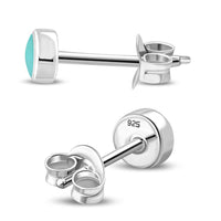 Load image into Gallery viewer, Kleine Ohrstecker 925 Silber Stein Muschel rund 3mm
