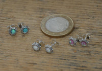 Load image into Gallery viewer, Ohrstecker 925 Silber Opal E-Coat oxidiert Sonne Rad
