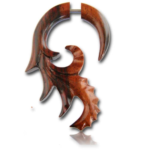 Fake Holz Piercing Tropen Blume Narra Wood Plug nickelfrei Edelstahl Ohrstecker Organic Tribal - chic - net.de