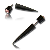 Load image into Gallery viewer, Fake Holz Spike Arangholz schwarz Rosa Kristall Edelstahl Organic Tribal - chic - net.de
