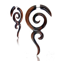 Load image into Gallery viewer, Fake Narra Holz Piercing Spirale mit Fragezeichen Spirale dunkelbraun 65 mm - chic - net.de
