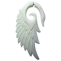 Cargar imagen en el visor de la galería, Fake Ohr Piercing Schwan Bone Knochen Edelstahl weiß Spirale Dehner Ohrstecker - chic - net.de
