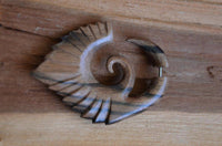 Load image into Gallery viewer, Fake Piercing Edelstahl Arang Holz braun Flügelspirale - chic - net.de
