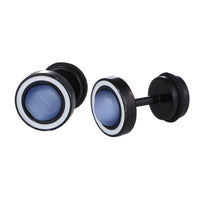Load image into Gallery viewer, Fake Piercing Edelstahl blau schimmernd Stein Schraubverschluss Expander - chic - net.de
