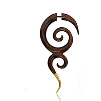Load image into Gallery viewer, Fake Piercing Edelstahl Holz braun Spiralen Brass Spitze - chic - net.de
