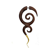 Load image into Gallery viewer, Fake Piercing Edelstahl Holz braun Spiralen Brass Spitze - chic - net.de
