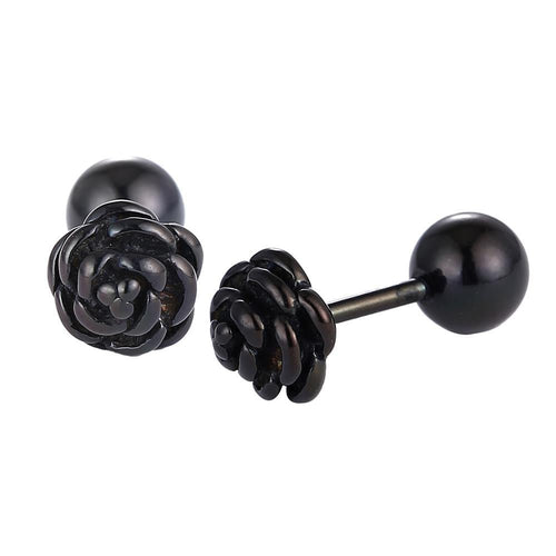 Fake Piercing Edelstahl Kugelaufsatz schwarz Rose Blume - chic - net.de
