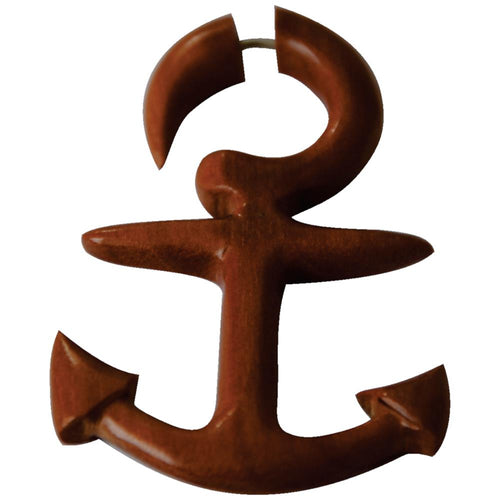 Fake Piercing Edelstahl Rosenholz Anker - chic - net.de