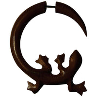 Load image into Gallery viewer, Fake Piercing Edelstahl Rosenholz Holz Gecko Eidechse - chic - net.de
