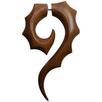 Load image into Gallery viewer, Fake Piercing Edelstahl Rosenholz Zacken Spirale - chic - net.de
