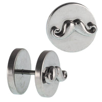 Load image into Gallery viewer, Fake Piercing Edelstahl Rund Platten Schnurrbart Moustache Schraubverschluss silbern - chic - net.de
