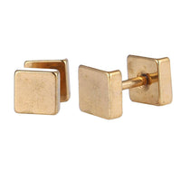 Load image into Gallery viewer, Fake Piercing Edelstahl Schraubverschluss Expander gold Farben große Quadrate 7 mm - chic - net.de

