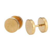 Load image into Gallery viewer, Fake Piercing Edelstahl Schraubverschluss Expander gold Farben Runde Platten 12 mm - chic - net.de
