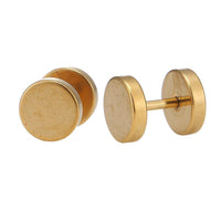 Load image into Gallery viewer, Fake Piercing Edelstahl Schraubverschluss Expander gold Farben Runde Platten 8 mm - chic - net.de
