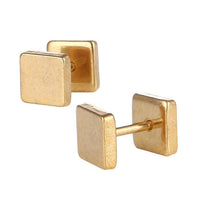 Load image into Gallery viewer, Fake Piercing Edelstahl Schraubverschluss Expander golden große Quadrate 9,4 mm - chic - net.de
